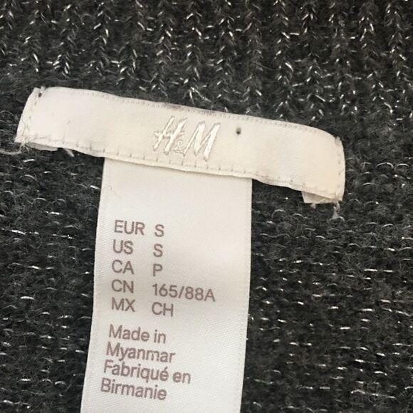 H&M Black and Silver Medallic Thread Sweater Sz S - Picture 3 of 4